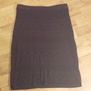 Crochet lace look knit pull on style pencil skirt